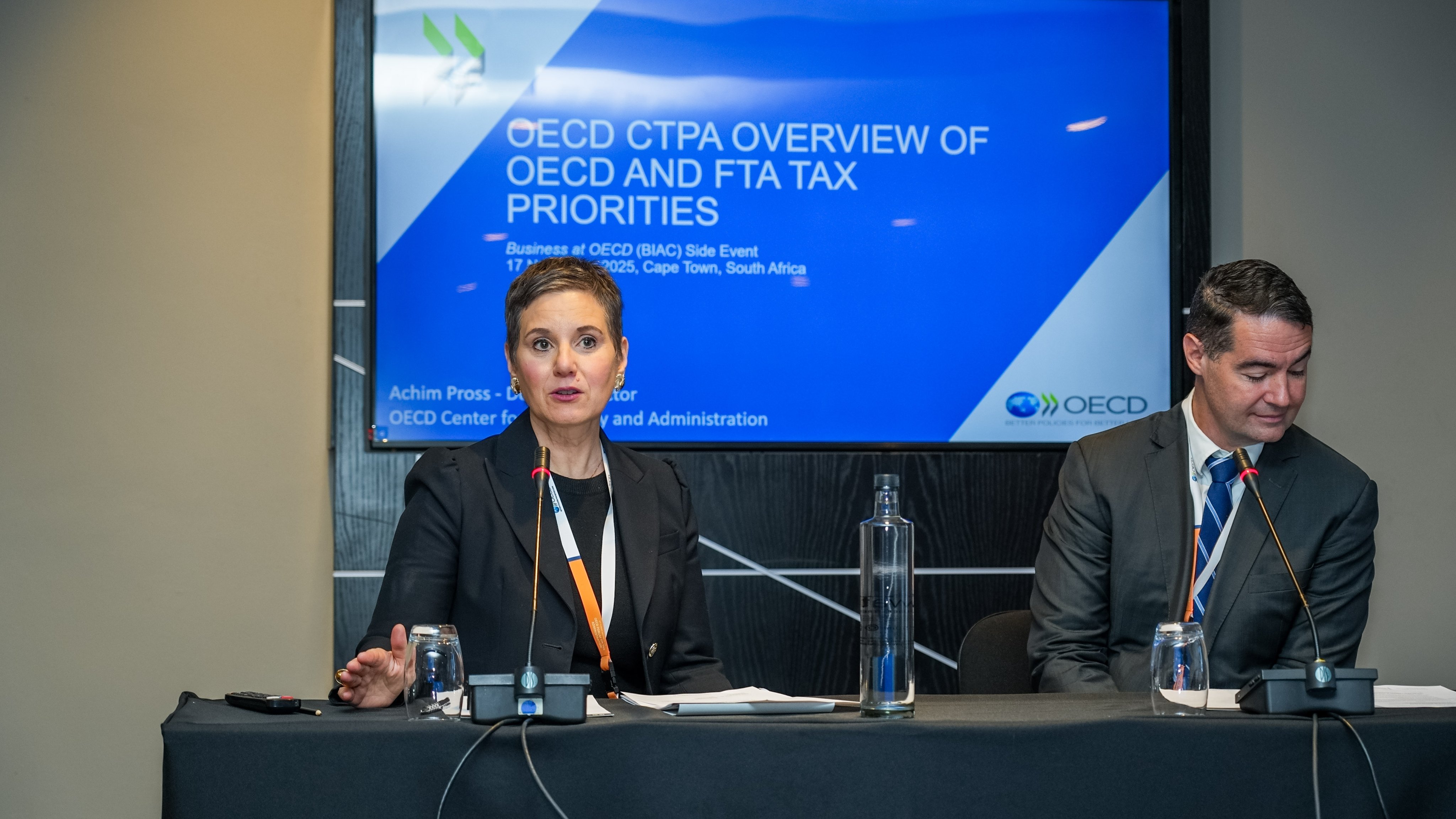 Left to right: Our Deputy Executive Director Nicole Primmer with our Tax Committee Co-Chair and Google's Daniel Smith at our side event.