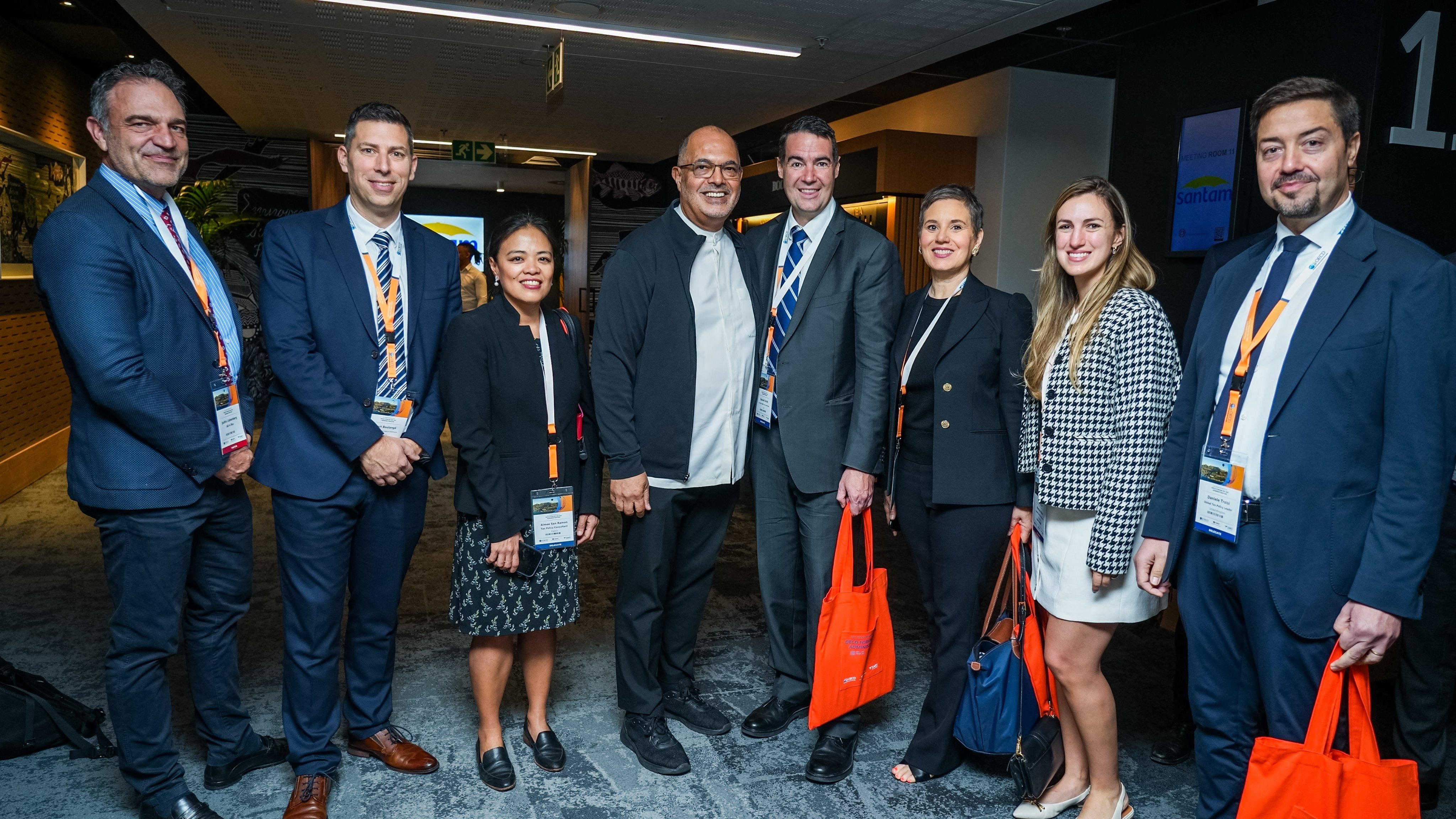 Left to right: AB InBev's Justin Liebenberg and Gert Boulangé, our Tax Policy Consultant Aimee San Ramon, SARS' Commission Edward Kieswetter, our Tax Committee Co-Chair and Google's Daniel Smith, our Deputy Executive Director Nicole Primmer, AB InBev's Mariana Alter and Huawei's Daniele Troisi.