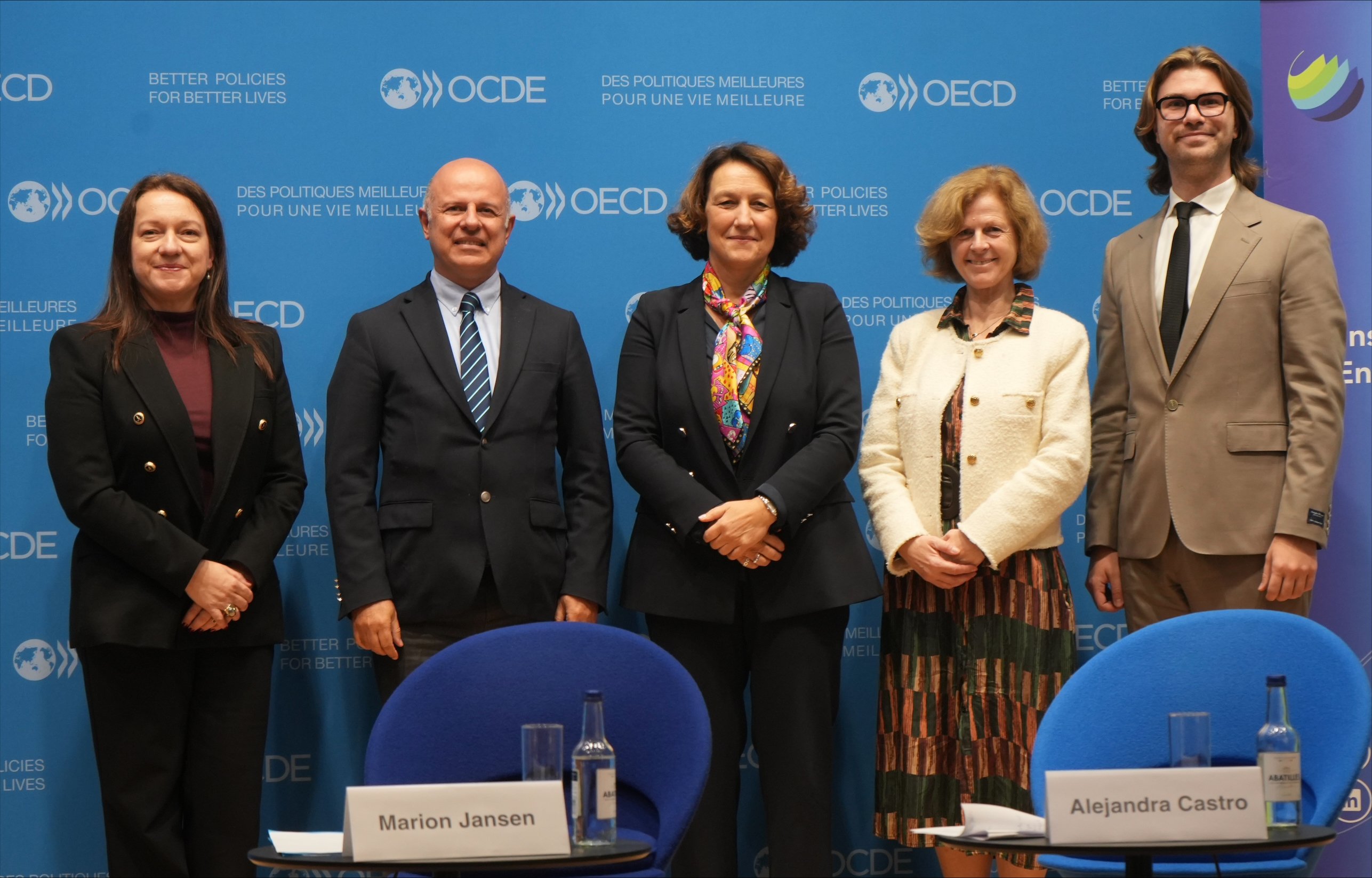 Left to right: Bayer's Alejandra Castro, our Food and Agriculture Committee Chair Metin Akman, OECD Agriculture Director Marion Jansen, our Executive Director Hanni Rosenbaum, and our Director for Policy and Member Engagement Rokas Morkūnas.