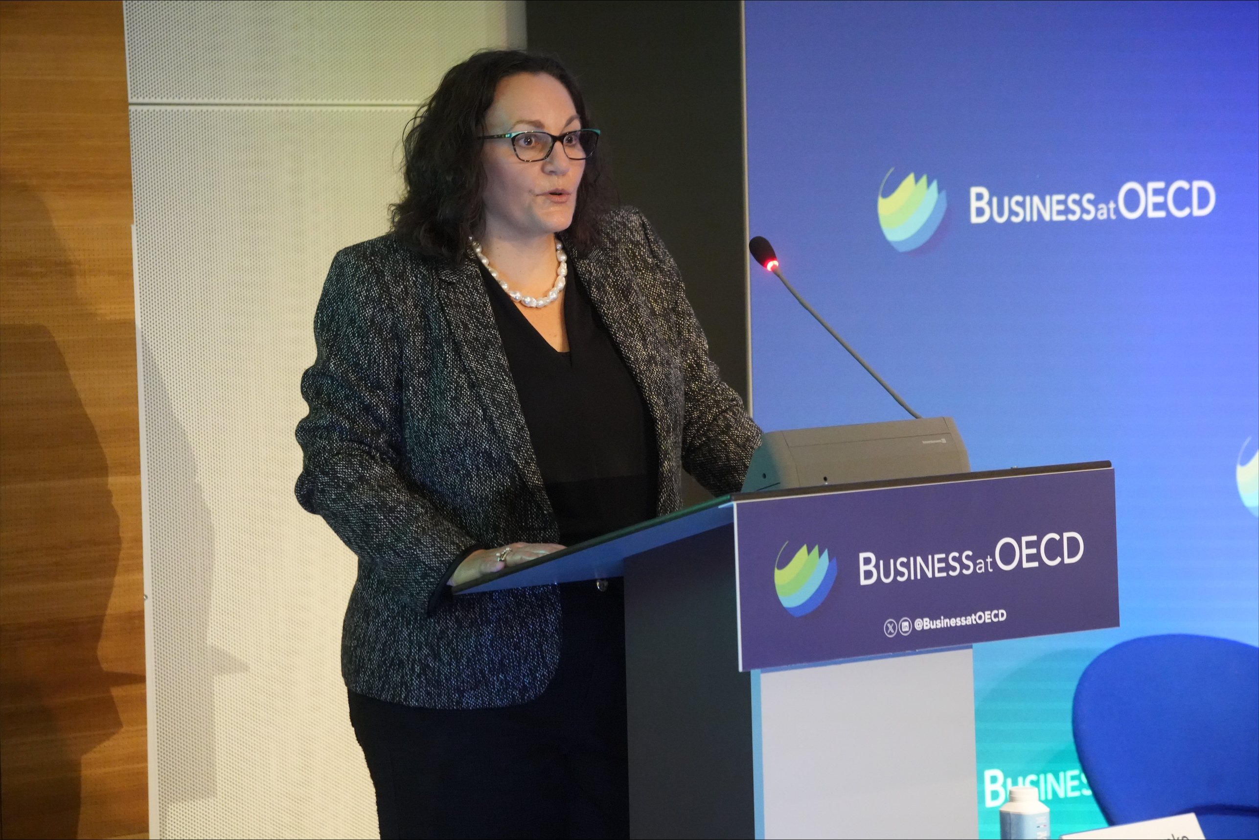 The OECD's Deputy Secretary-General Mary Beth Goodman delivers open remarks at our event.
